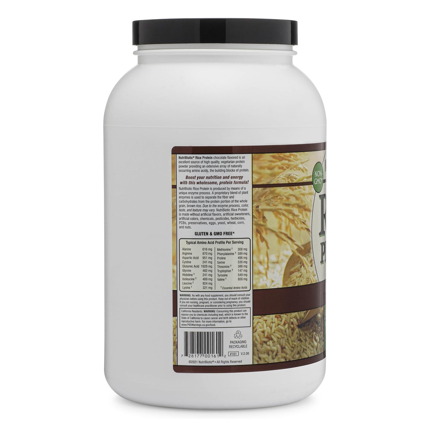 NutriBiotic - Chocolate Rice Protein, 3 Lb (1.36kg) | Low Carb, Vegetarian & Keto-Friendly Raw Protein Powder | Grown & Processed Without Chemicals, GMOs or Gluten | Easy to Digest & Nutrient-Rich
