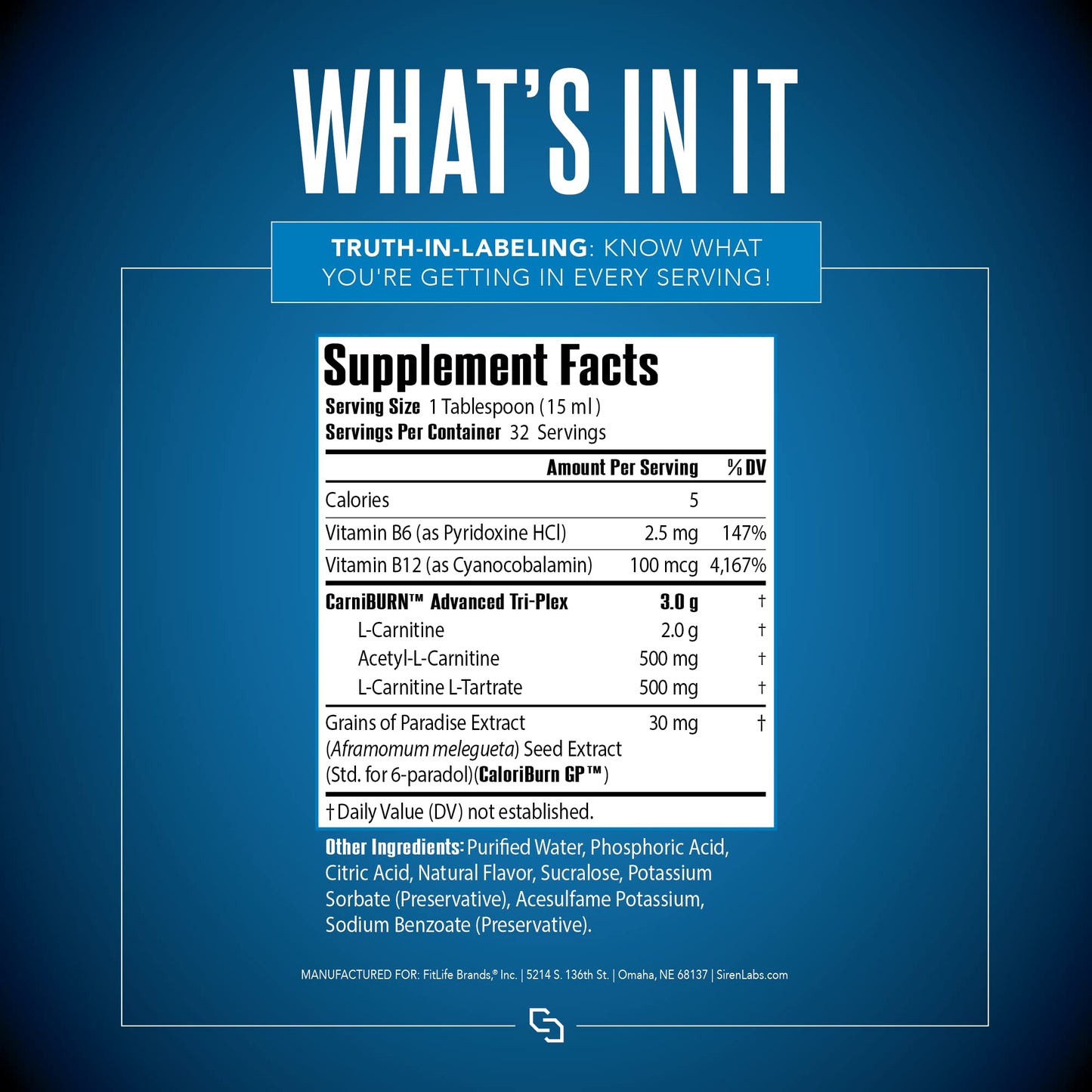 Siren Labs L-Carnitine Elite Burn Liquid Keto Fat Burner and Metabolism Activator - Fat Loss Support Keto Friendly Weight Loss Increase Energy-Stimulant Free - Malibu Beach Blast 3000mg (32 Servings)