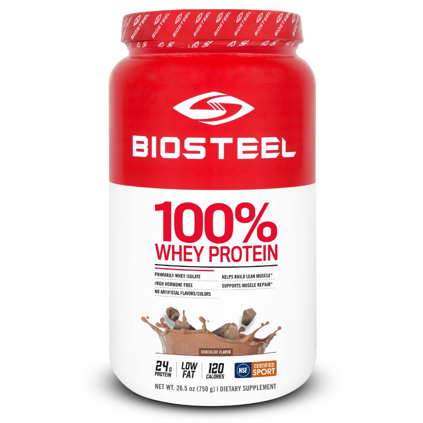 BioSteel Sports Chocolate 100% Whey Protein Powder Supplement, rBGH Hormone Free & Non-GMO Post Workout Formula, 25 Servings, 25.5 Ounces Trusted by Pro Athletes, NSF for Sport