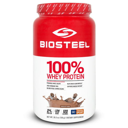 BioSteel Sports Chocolate 100% Whey Protein Powder Supplement, rBGH Hormone Free & Non-GMO Post Workout Formula, 25 Servings, 25.5 Ounces Trusted by Pro Athletes, NSF for Sport