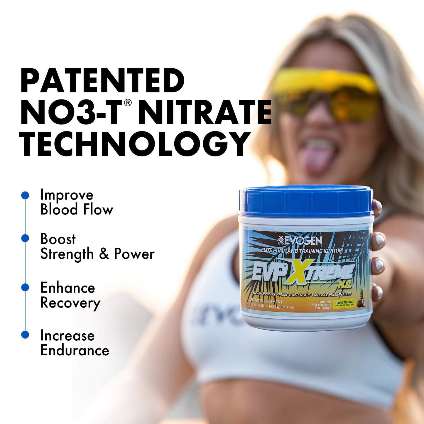 Evogen EVP Xtreme NO - Pre Workout Powder for Men & Women | Sugar Free Preworkout with Beta Alanine, Creatine, and Caffeine for Energy & Pump | Tropic Thunder | 40 Servings