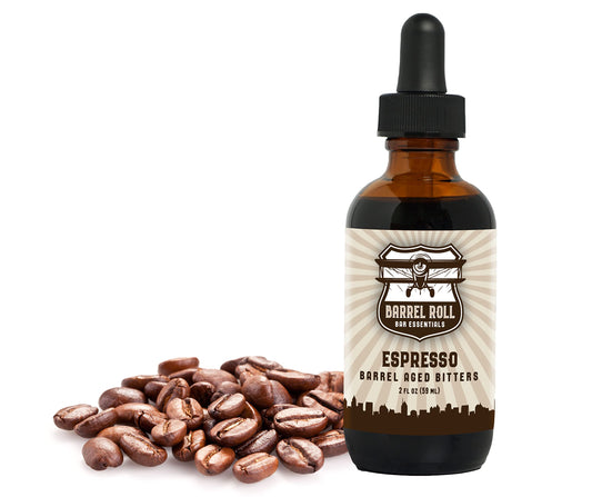 Barrel Roll Bar Essentials Espresso Cocktail Bitters  Drink Mixers for Cocktails  Premium Cocktail Mixers  Barrel Aged Bitters for Cocktails and Alcohol  Allergen  Gluten Free  2 fl oz Bottle
