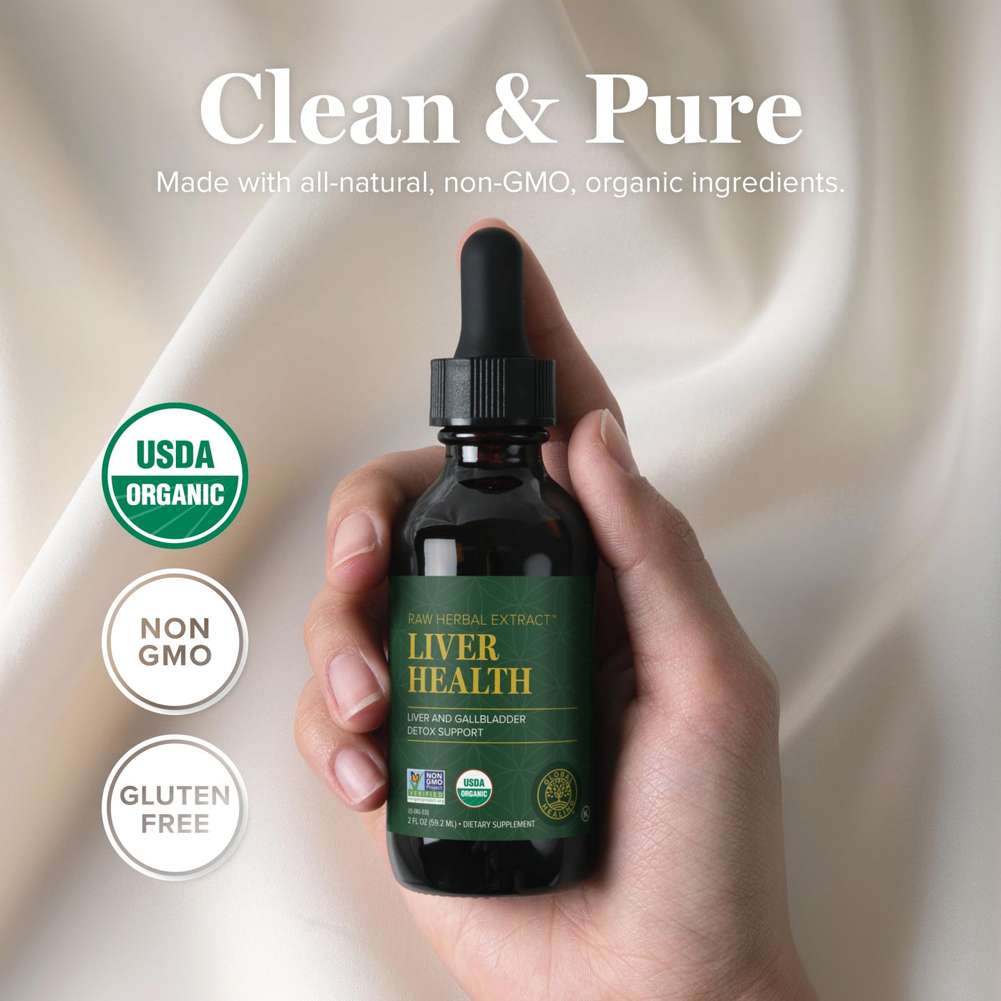 Global Healing Center - Liver Health - Organic Milk Thistle Supplement for Detox & Gallbladder Support - Dandelion Root Supplement for Cleanse & Repair (2 Fl Oz)
