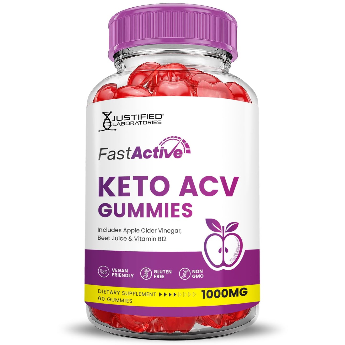 (5 Pack) Fast Active Keto ACV Gummies Advanced Formula 1000MG Fastactive Keto Gummies Apple Cider Vinegar Formulated with Pomegranate Beet Juice Powder B12 Vegan Non GMO 300 Gummys