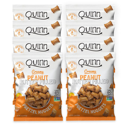 Quinn Gluten Free Peanut Butter Filled Pretzel Nuggets  Made with Real Ingredients Whole Grain Sorghum Sea Salt Vegan Dairy Free NonGMO  11 Oz Pack of 8
