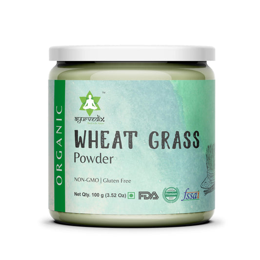 ayurvedix Organic Wheat Grass Powder - Pure Superfood Supplement for Detox and Immune Support - 100 Grams Pack of 1