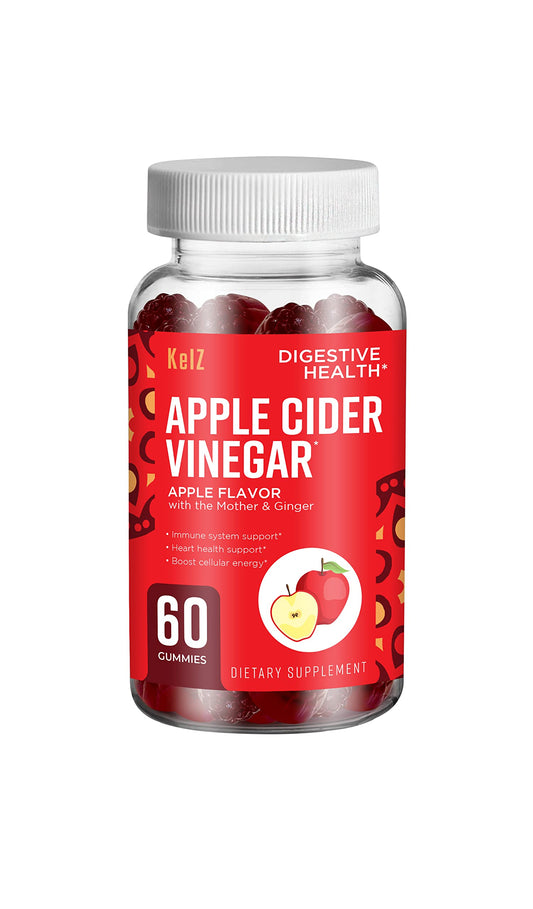 KelZ Apple Cider Vinegar Supplement Gummies, Apple Flavor, 60 Count (Pack of 1)