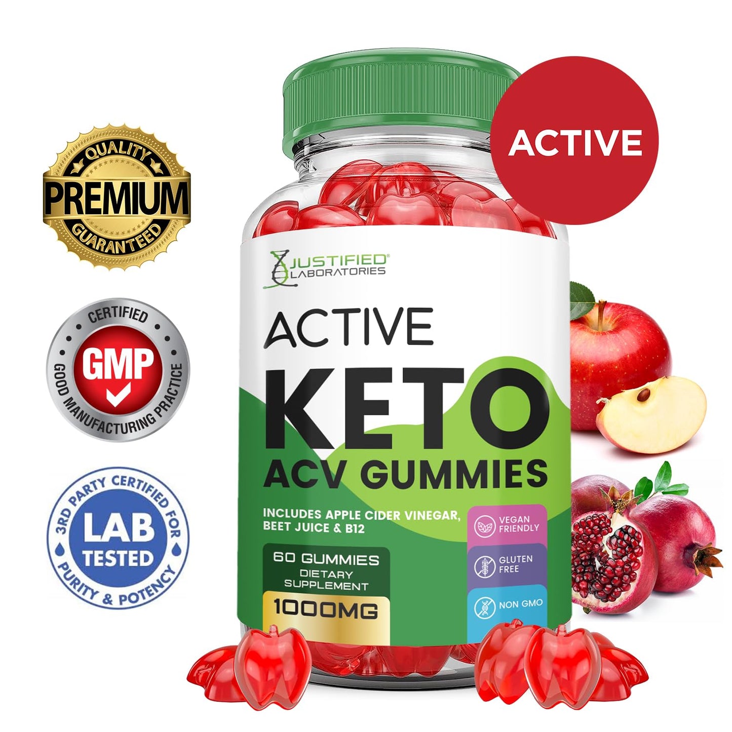 (3 Pack) Active Keto ACV Gummies Advanced Formula 1000MG ActiveKeto Keto Gummies Apple Cider Vinegar Formulated with Pomegranate Beet Juice Powder B12 Vegan Non GMO 180 Gummys