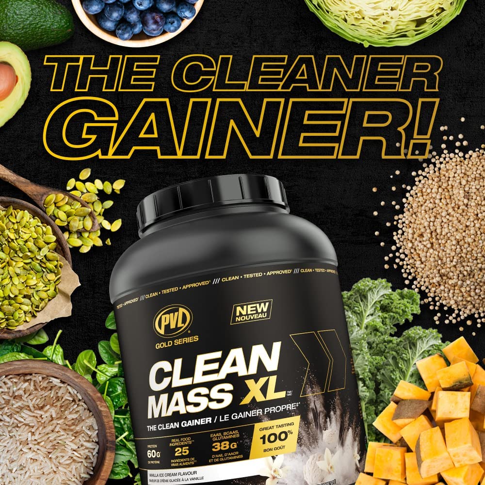 PVL Gold Series - Clean Mass XL - The Clean Muscle Mass Gainer - 5 LB - Vanilla Ice Cream