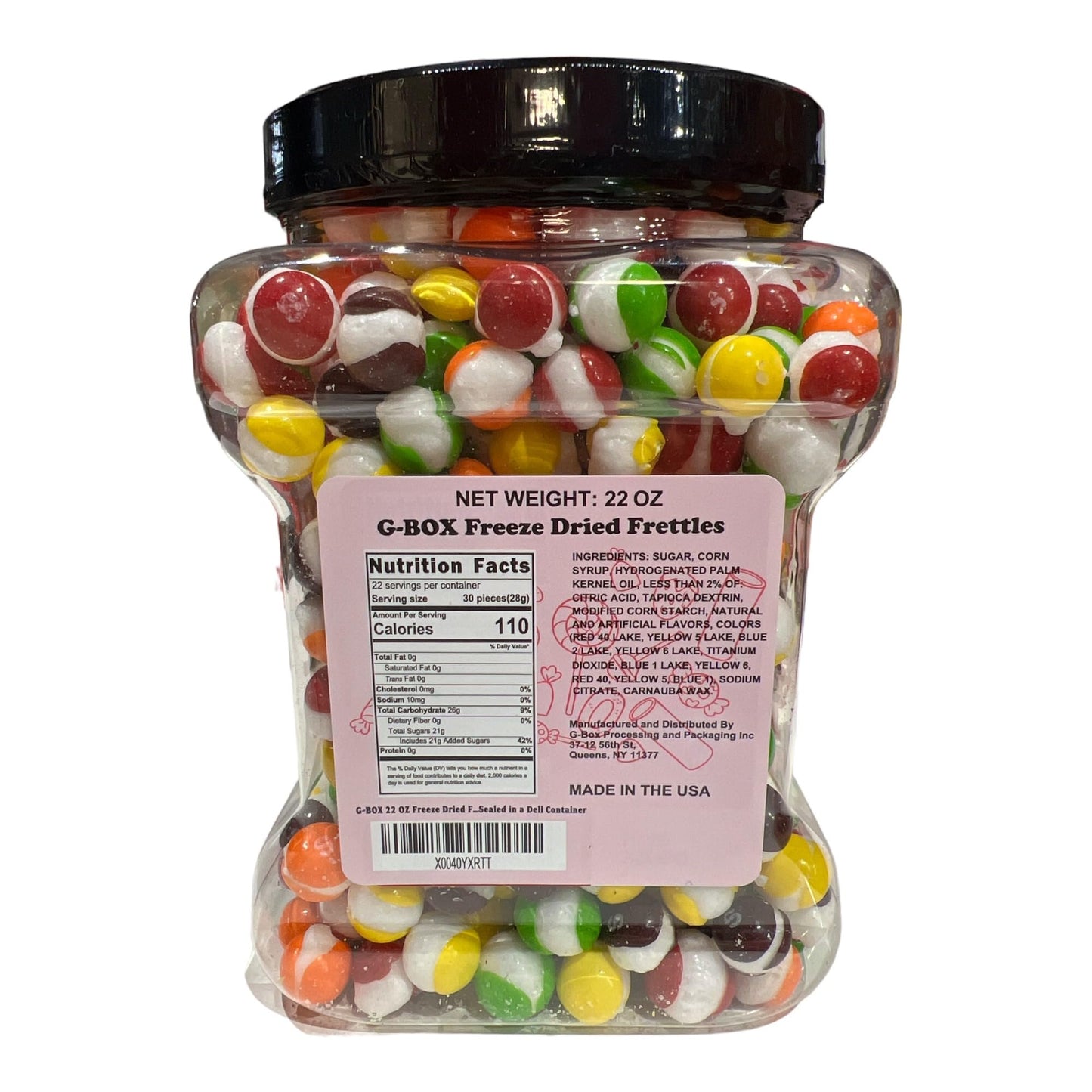 GBOX 22 OZ Freeze Dried Frettles Delightful Crunchy Fruity Flavorful Burst Airtight Sealed in a Grip Jar