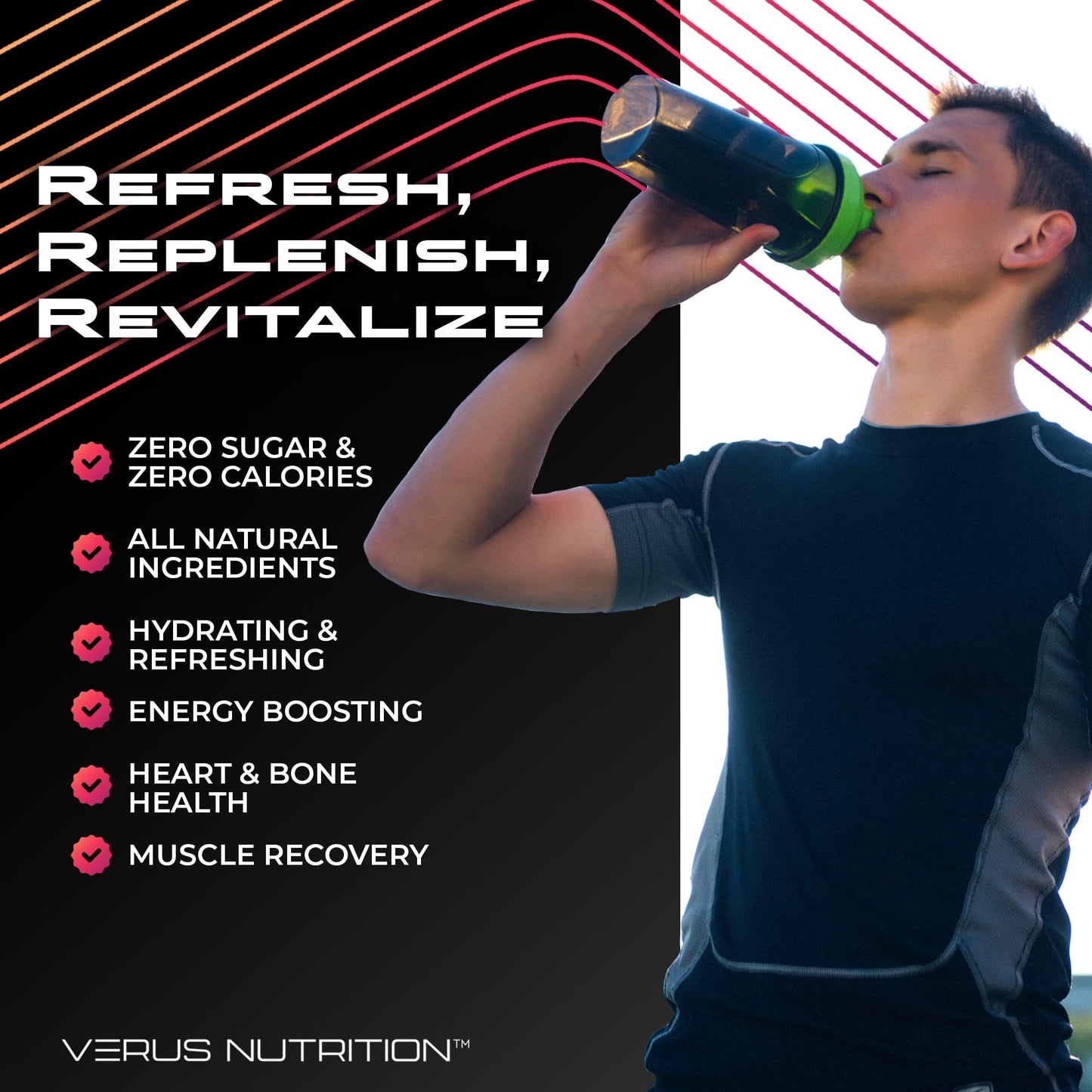 VERUS NUTRITION Electrolytes Powder No Sugar- Zero Calorie Hydration Powder | Sugar Free Electrolytes for Fasting, Keto & Vegan | Natural Ingredients Electrolyte Mix for Energy Boost, 60 Servings