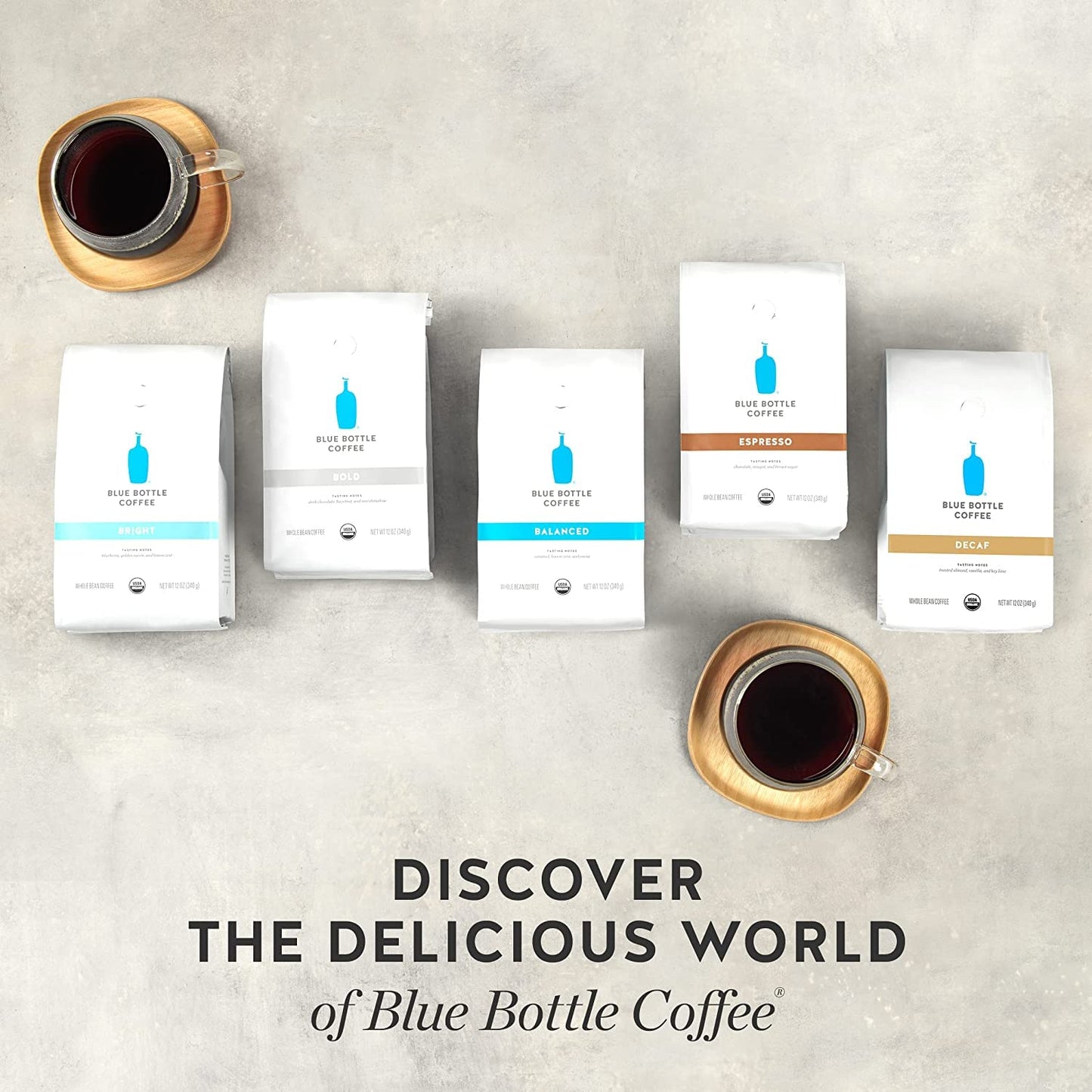 Blue Bottle Whole Bean Organic Coffee Bold Dark Roast 12 Ounce bag Pack of 6