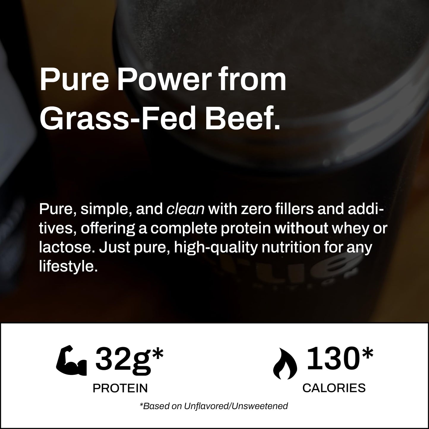 True Nutrition Grass Fed Beef Protein Powder Isolate - 29g of Paleo, Keto, Carnivore Beef Protein per Serving - Zero Carb, Fat and Gluten Free, Dairy Free, Soy Free - Unsweetened/Unflavored - 1LB