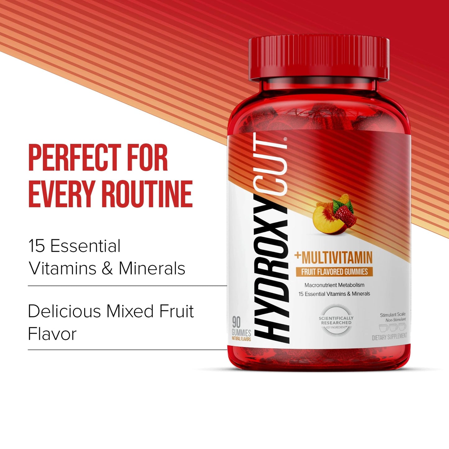 Hydroxycut Gummies (Pack of 2) - 99% Caffeine Free - Metabolize Carbs, Proteins & Fats - Includes 15 Essential Vitamins & Minerals - for Women & Men