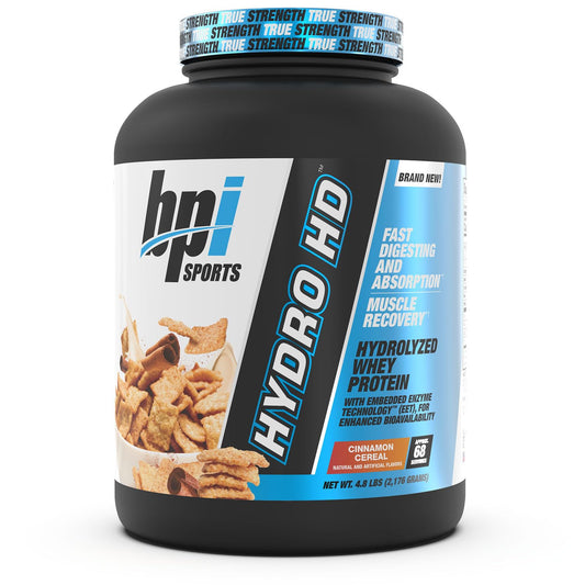 BPI Sports Hydro HD - 100% Hydrolyzed Whey Protein Powder - Muscle Growth, Recovery, 25g of Protein, Low Carb, Low Sugar, Fast Absorbing (68 Servings, Cinnamon Cereal)