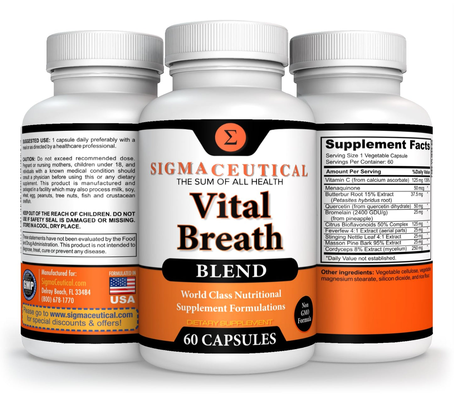 Sigmaceutical Respiratory Formula - Lung Cleanse for Smokers - Breathe Clear, Healthy & White - Lung Detox for Smokers - Respiratory Supplement for Lung Health - 60 Capsules