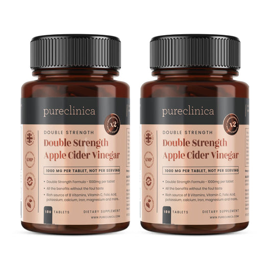 Double Strength Apple Cider Vinegar 1000mg x 360 Tablets (2 Bottles of 180 Tablets - 1 Years Supply)