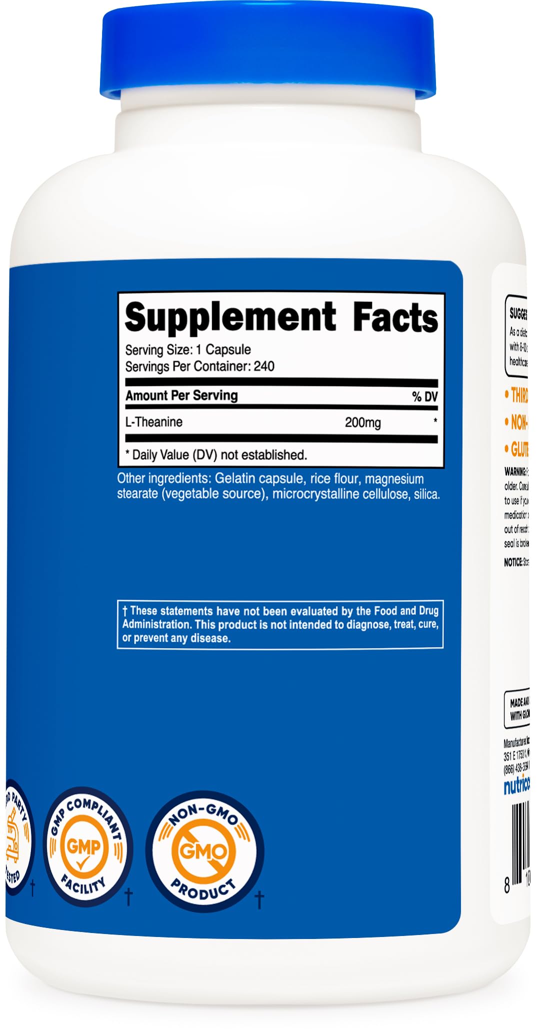 Nutricost L-Theanine 200mg, 240 Capsules - Double Strength