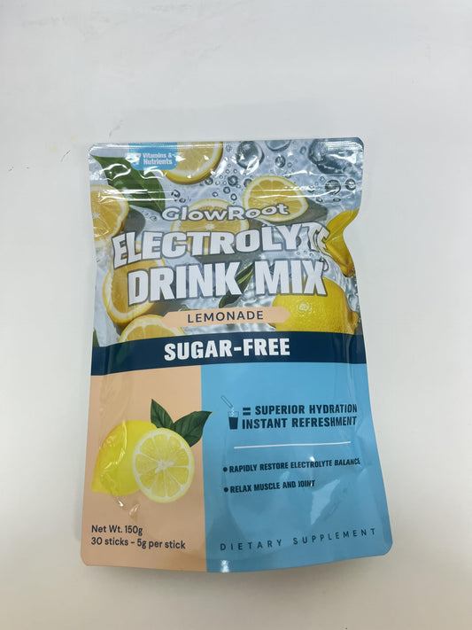 GlowRoot Daily Electrolyte Drink - Lemonade Flavor, 30 Stickpacks * 5g - Hydration Packets with 7 Electrolytes & Minerals - Non- GMO, Keto Friendly, & Sugar-Free Electrolyte Powder - 150g