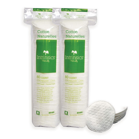 Intrinsics 100% Cotton Naturelles - 2" Soft Cotton Rounds for Make Up Removal and Skincare- 2 Pack (160 Count)
