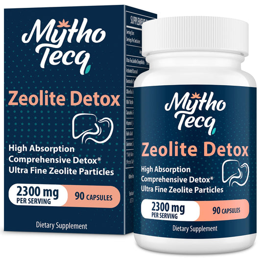 2300 MG Zeolite Detox Capsules - Activated Charcoal & Bentonite Clay, Highly Absorbable Full Body, Liver & Gut Cleanse, Zeolite Clinoptilolite for Heavy Metal Detox （90 Capsules）