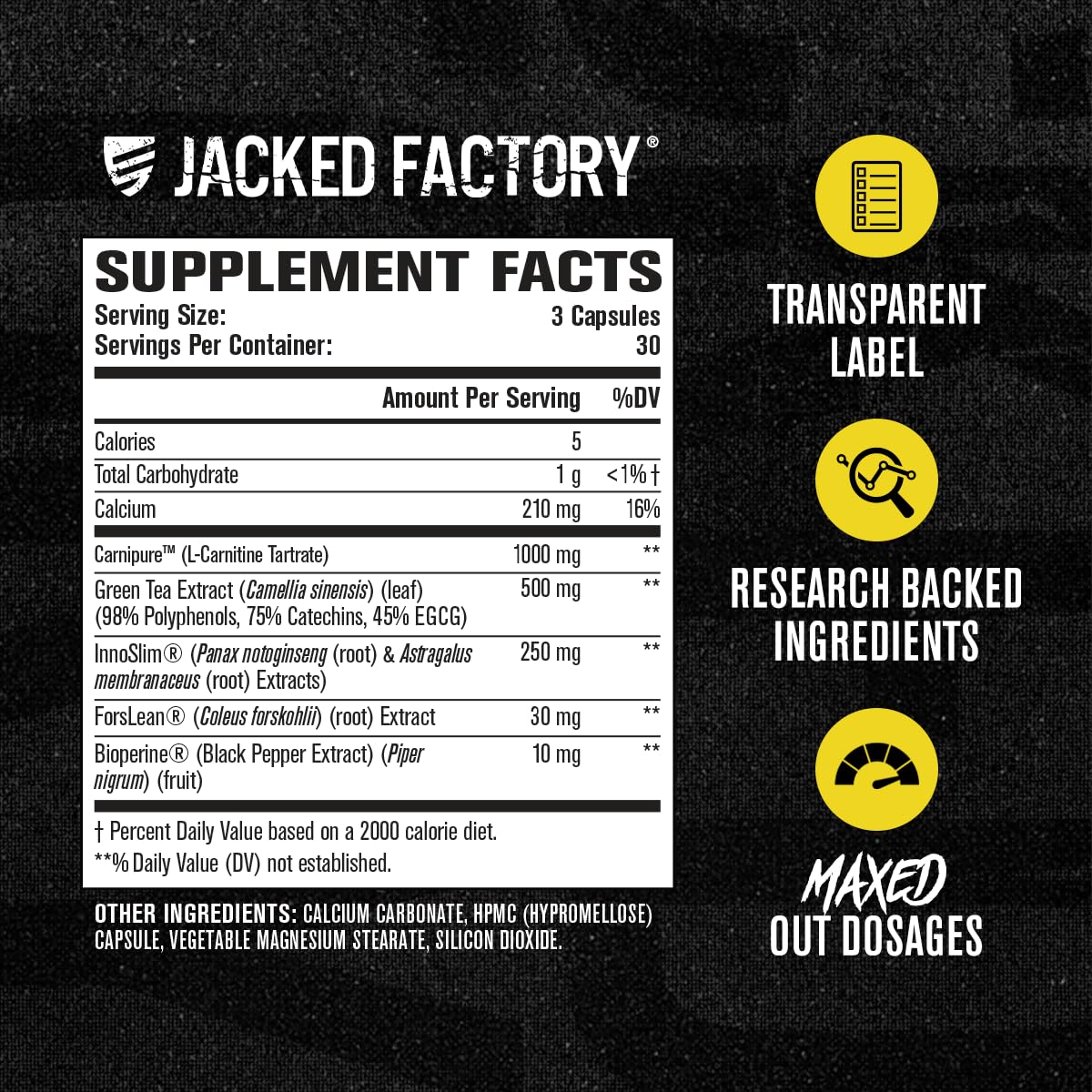 Jacked Factory Lean-XT Max - High-Performance Stim-Free Fat Burner with Carnipure, Green Tea Extract, InnoSlim, & ForsLean for Increased Metabolism, Weight Loss, & Appetite Suppression - 90 Count