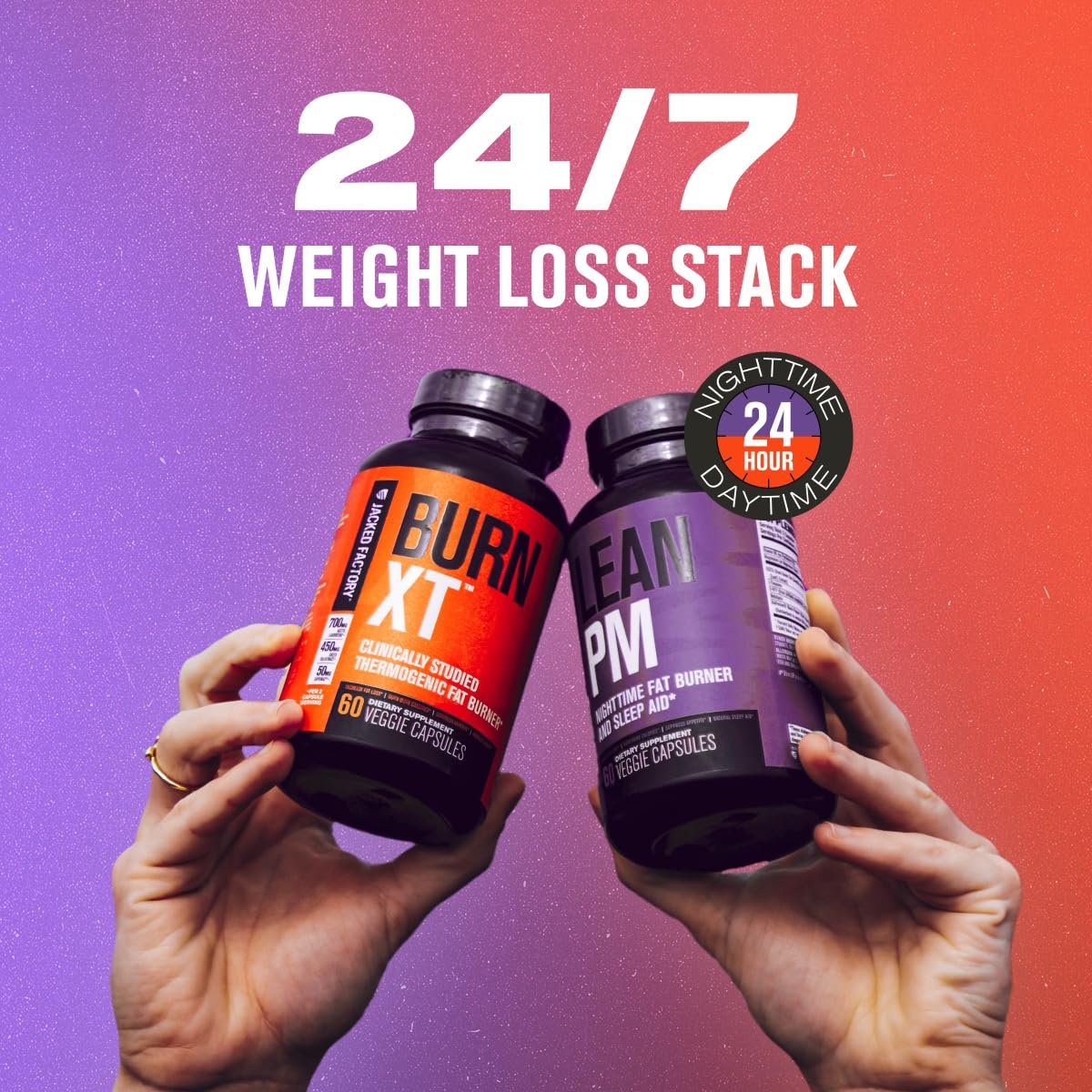 Jacked Factory Lean PM Night Time Fat Burner, Sleep Aid Supplement, & Appetite Suppressant for Men and Women - 60 Stimulant-Free Veggie Weight Loss Diet Pills