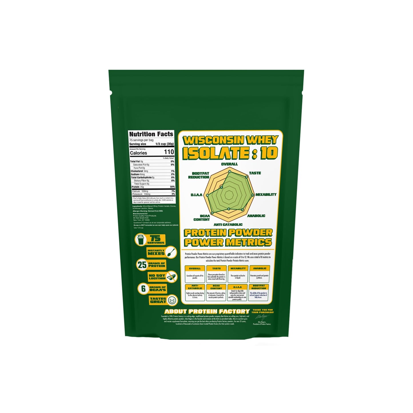 Protein Factory Wisconsin Unflavored Whey Isolate - 5 lbs Wisconsin Whey Isolate for Muscle Growth & Recovery - 90% Protein Lactose & Fat-Free 75 Servings Per Bag