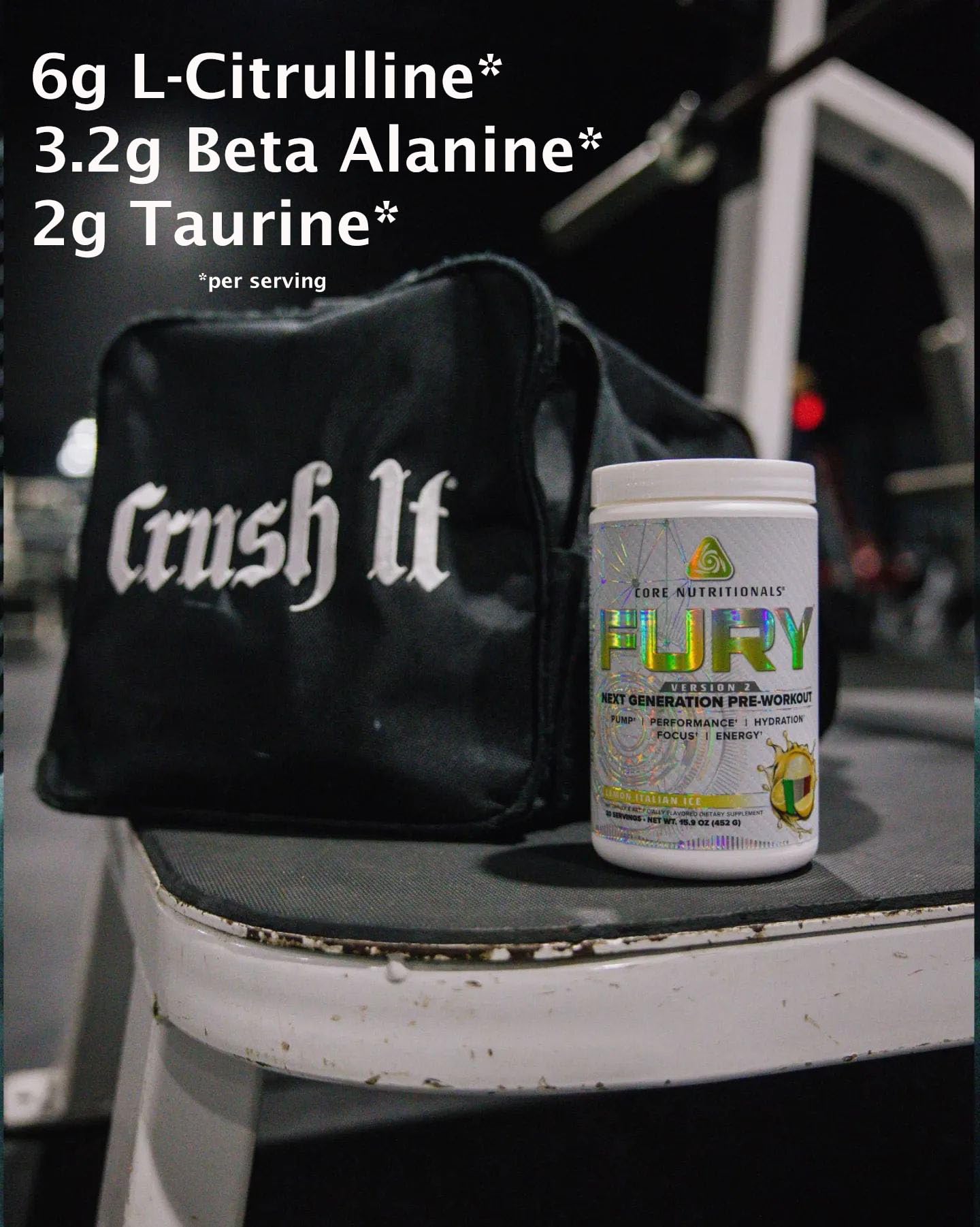 Core Nutritionals Fury V2: Pre-Workout Powder to Maximize Performance in The Gym W/Zum-XR® Caffeine, L-CItruline, and Alpha GPC (40 Scoops) (Fun Sweets™ Cherry Berry)