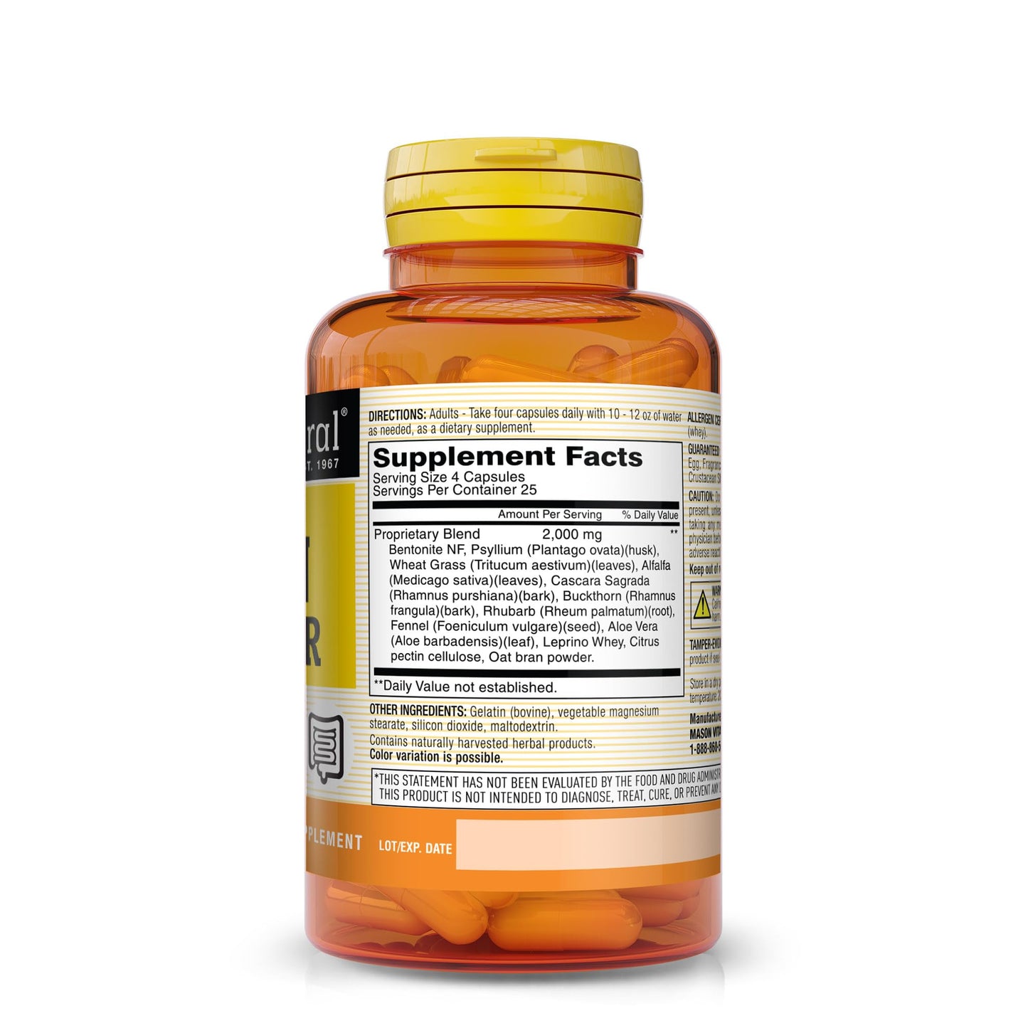 MASON NATURAL Herbal Colon Cleanser - Improved Digestive Health, Healthy Bowel Function & Detoxification, 100 Capsules