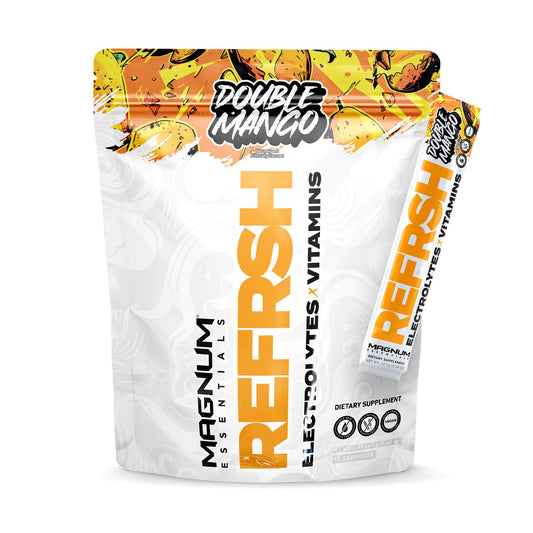 MAGNUM ESSENTIALS REFRSH Electrolytes x Vitamins 15 Serving Bag - Double Mango