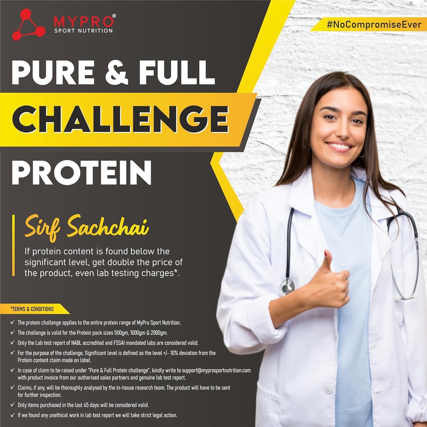 My;pro Sport Nutrition Plant Protein Powder Pea & Brown Rice Protein (23g Protein,22 Vitamins & Minerals,5g BCAA) Plant Based Vegan Protein Supplement for Men & Women (Chocolate Flavour -1000 Gm)