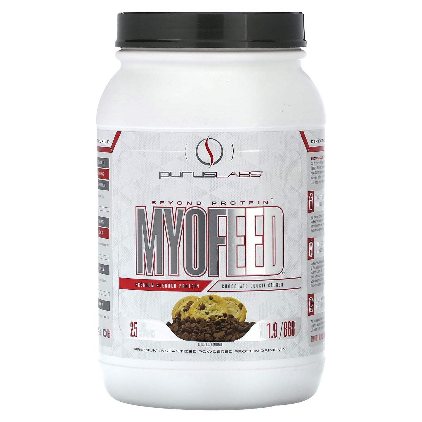 Purus Labs Myofeed Blended Protein | Ultra Filtered Whey Isolate & Concentrate | Soluble Fiber & Digestive Enzymes | 25 Servings (Chocolate Cookie Crunch)