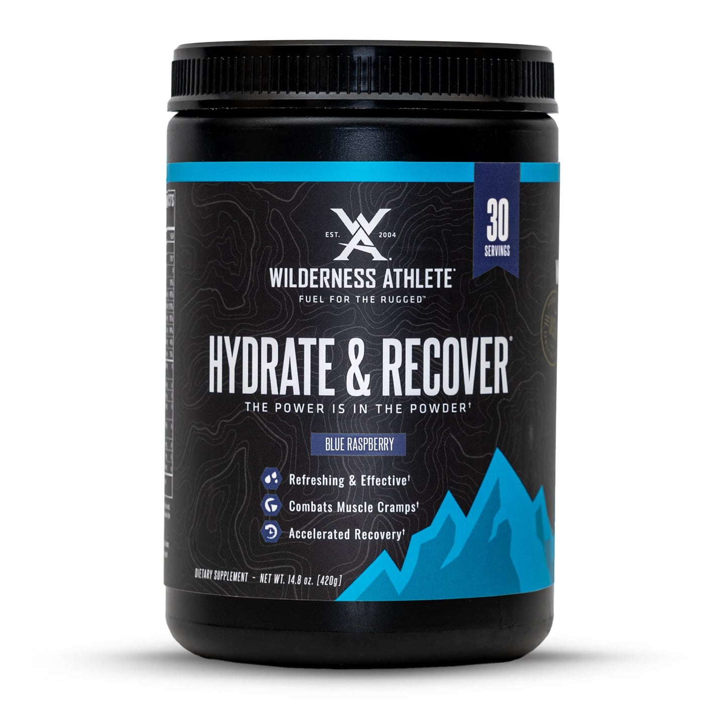 Wilderness Athlete - Hydrate & Recover | Liquid Hydration Powder Electrolyte Drink Mix - Recover Faster with Bcaas - Hydrate Powder with 1000mg of Vitamin C - 30 Serving Tub (Blue Raspberry)