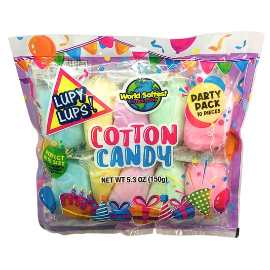 Lupy Lups Cotton Candy Party Pack 05 oz each  Individually Wrapped Pastel Candy for Stocking Treats Party Favors Buffet table and Piñata Assorted 10 Pack
