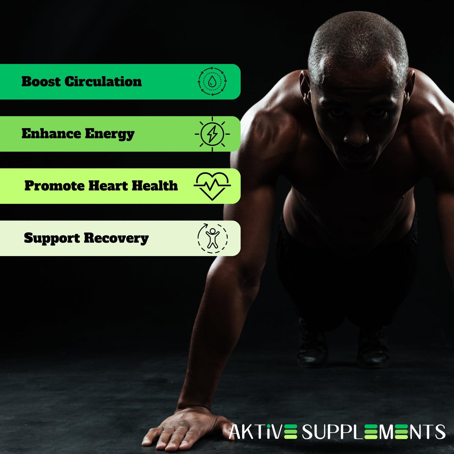 Aktive Supplements Nitric Oxide Booster Supplement with L-Arginine, L-Citrulline, and Ginseng Root - Enhance Blood Flow, Boost Energy & Stamina, Support Heart Health & Muscle Growth - 60 Capsules