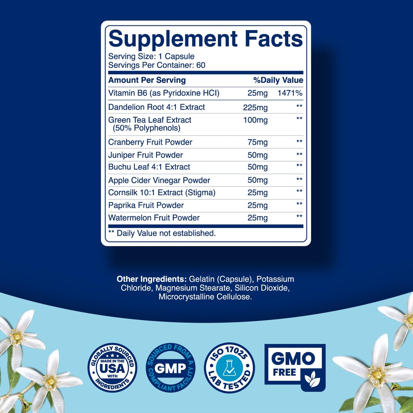 Water Retention Pills for Women & Men - Herbal Diuretic Supplements - Fluid Retention Supplement with Dandelion Leaf Extract & Green Tea for Bloating Relief - Pills for Leg & Feet Swelling - 60 Count
