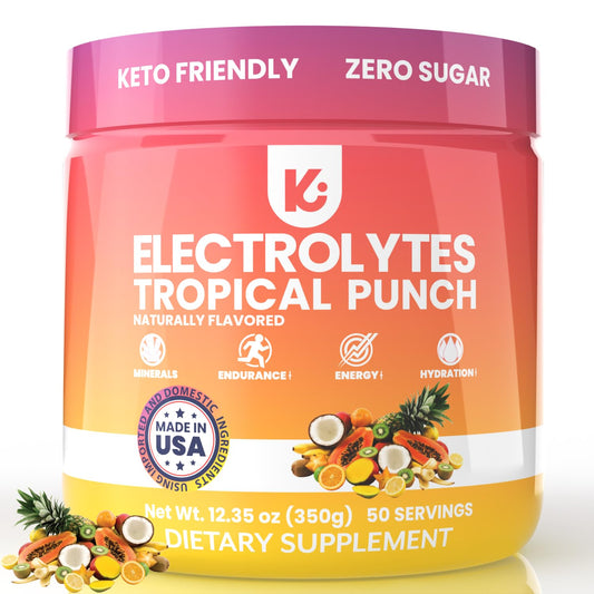 Keppi Keto Electrolytes Powder No Sugar - Sugar Free Electrolytes - Made in USA - Advanced Hydration, Performance & Recovery - Delicious Tropical Flavor - Mixes Easily No Clumps