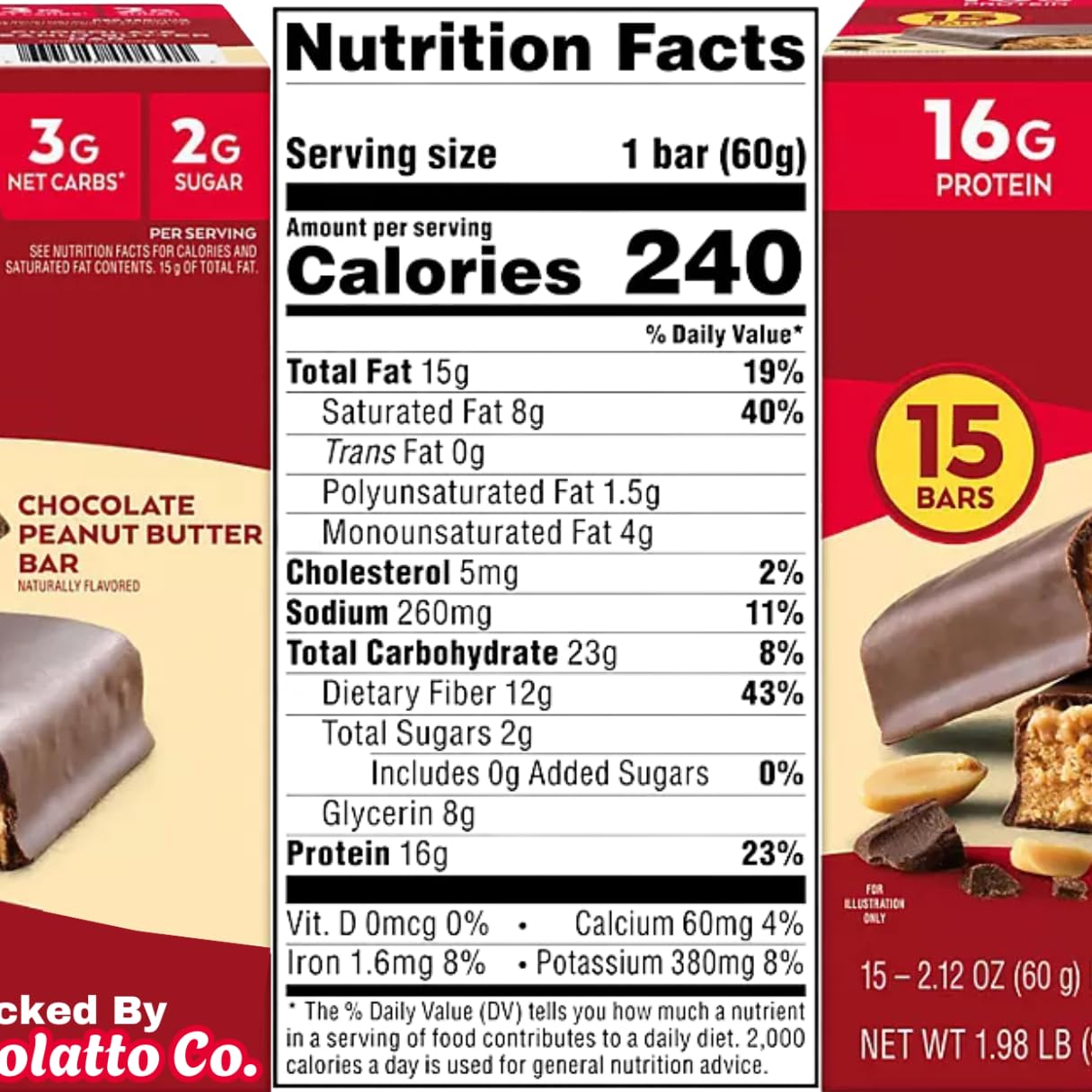 Atkins Peanut Butter Chocolate Meal Bar High Fiber, 16g Of Protein 15 Ct - Atkins High Protein Meal Bar - Peanut Butter Bar