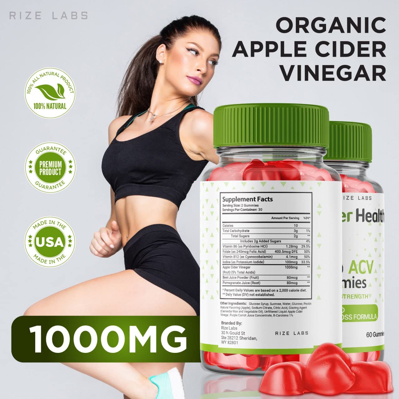 rize labs - Super Health Keto ACV Gummies - Advanced Weight Loss Formula for Belly Fat, Apple Cider Vinegar Superhealth Gummy Supplement (120 Gummies) (Pack of 2)