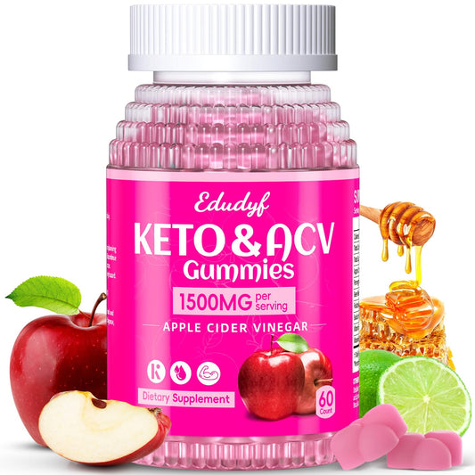 EDUDYF Keto ACV Gummies - Sugar-Free Apple Cider Vinegar Gummies Keto-Friendly, Vegan, Non-GMO, Gluten-Free Apple Flavor Formula for Men & Women 60 Count