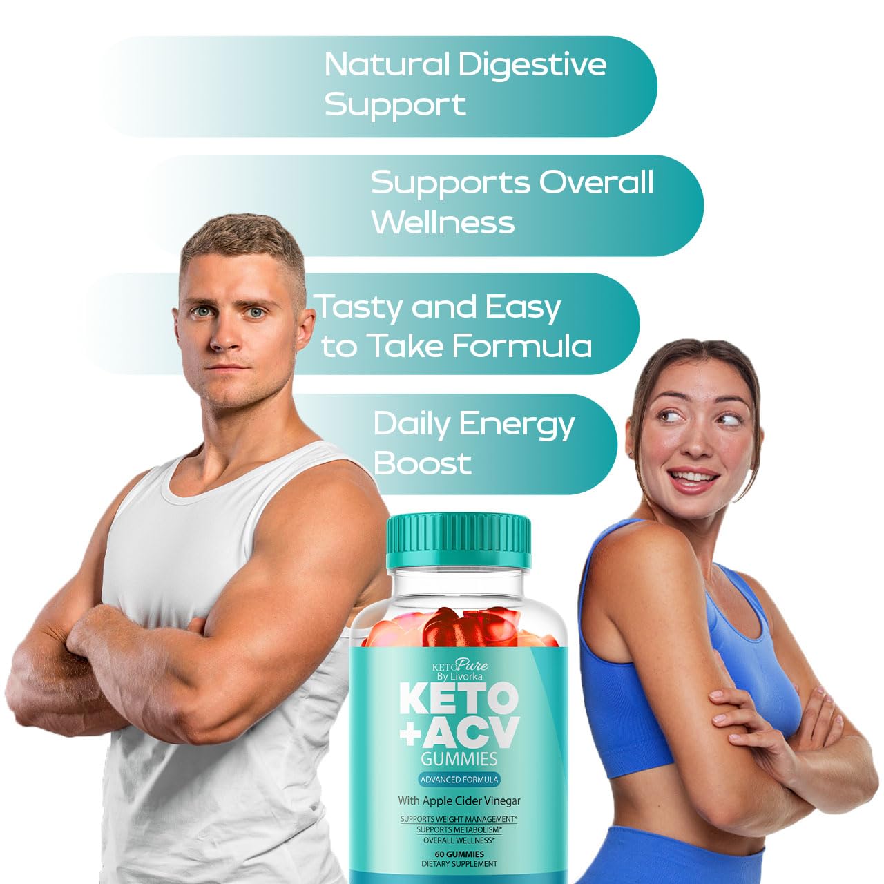 (2 Pack) Keto Pure ACV Gummies, Keto Pure Gummies, 120 Gummies for 2 Months