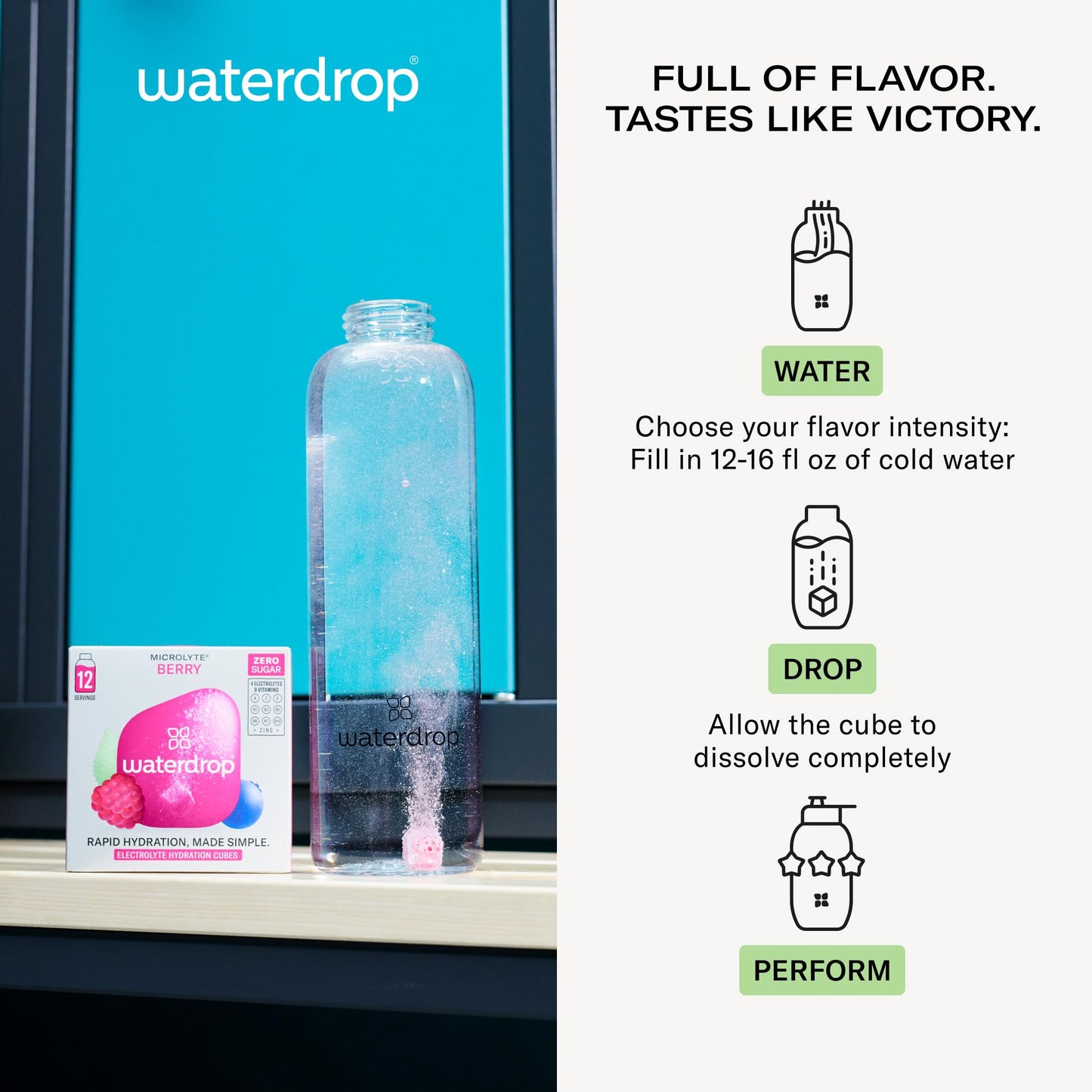 waterdrop Microlyte BERRY Electrolyte Hydration Tablets with 4 Electrolytes 9 Vitamins Zinc Sugar free Low Calories and Vegan Sportsdrink  24 Cubes