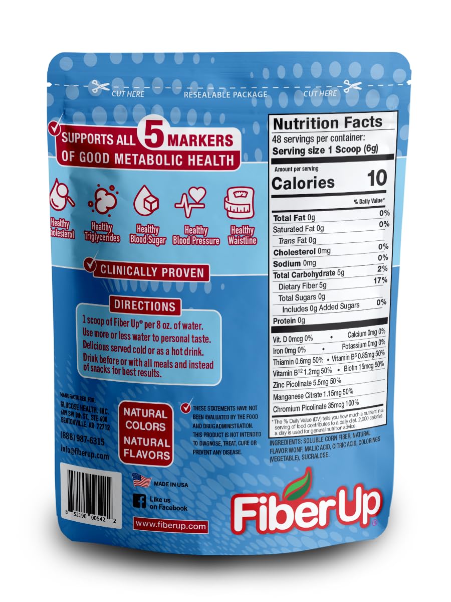 FIBER UP Delicious, Prebiotic Soluble Fiber Supplement, Fruit Punch, 48 Servings.