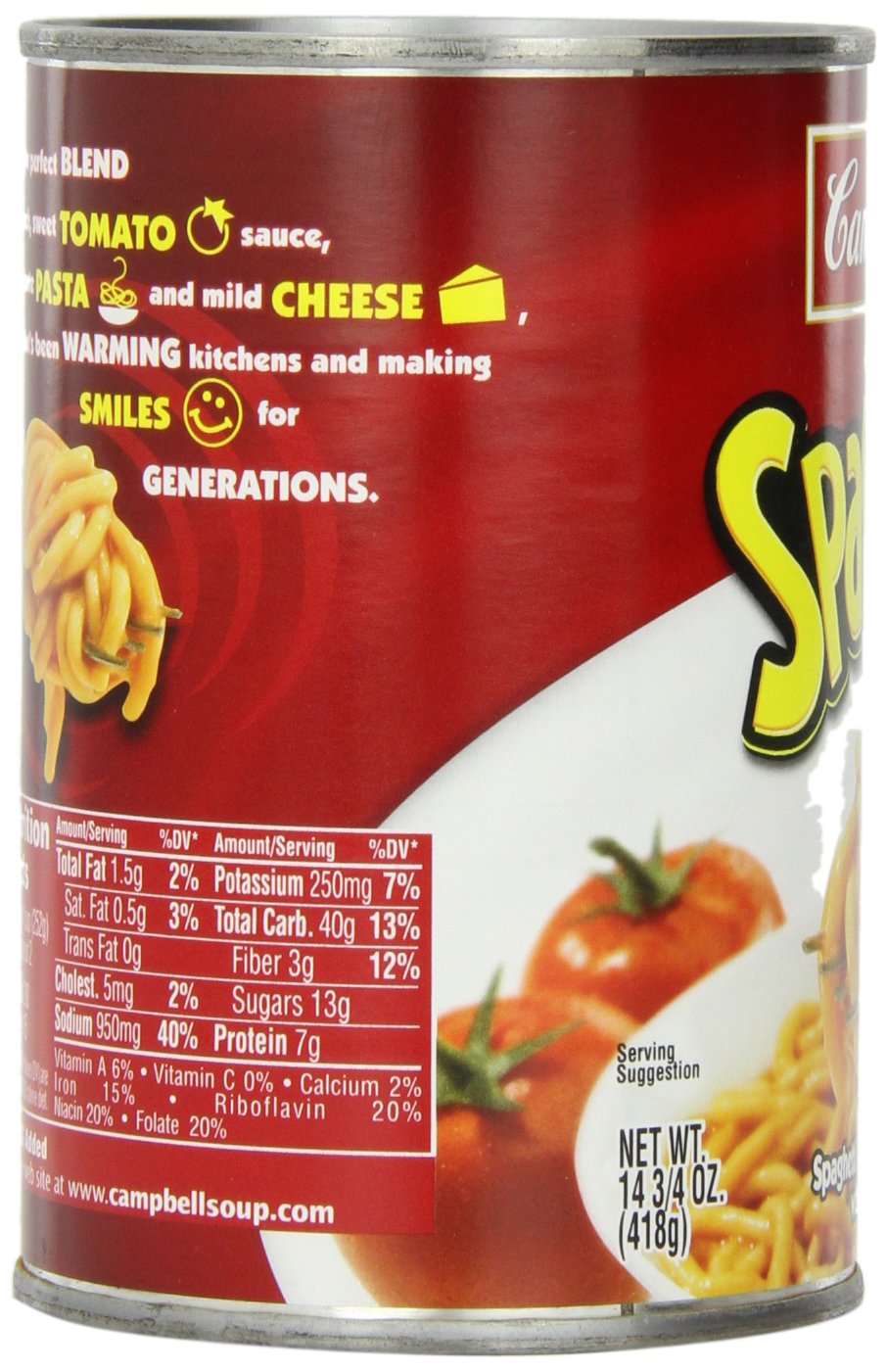 Campbells Spaghetti in Tomato Sauce with Cheese 1475 Ounce Pack of 12