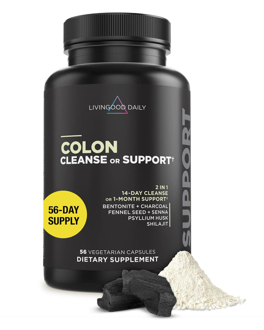 Livingood Daily Colon Cleanse, 56 Vegetarian Capsules - Gut Detox Cleanse Pills & Constipation Relief for Women & Men - Supports Healthy Digestion - Allergen-Free, Gluten-Free, Non-GMO, & Vegan