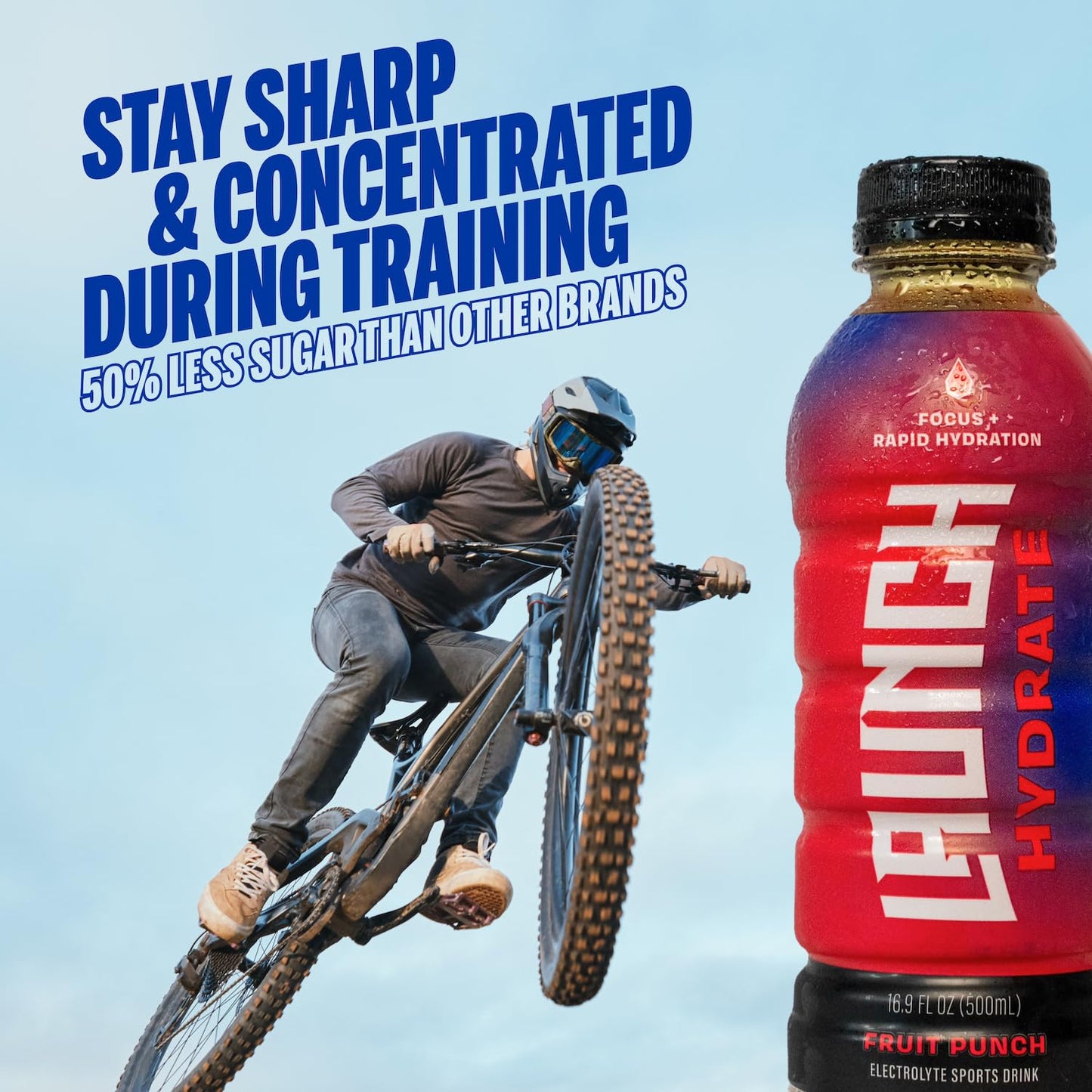 Launch Hydrate Sports Drink - 12 Pack - Real Cane Sugar 3x Electrolytes, All- Natural Hydration with Cognizin for Mental Focus, Real Fruit & Vegetable Juice, No Artificial Dyes - Fruit Punch Flavor