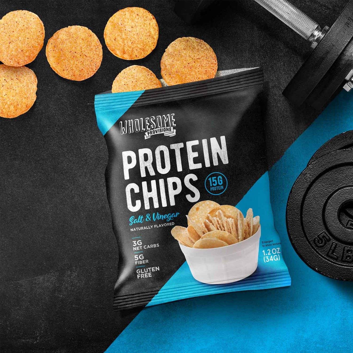 Protein Chips, 15g Protein, 3g Net Carbs, Gluten Free, Keto Snacks, Low Carb Snacks, Protein Crisps, Keto-Friendly, Made in USA (Sea Salt Vinegar, 1 Pack)