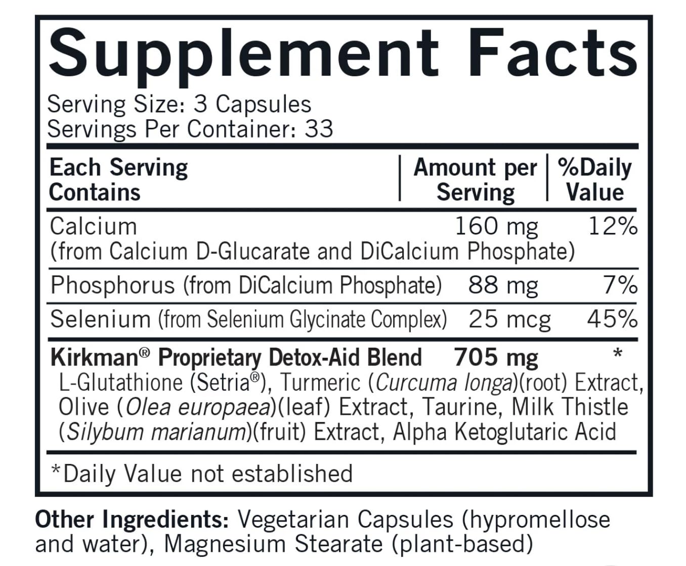 Kirkman - Detox-Aid Advanced Formula - 100 Capsules - Antioxidant Support - Helps Remove Toxins - Hypoallergenic