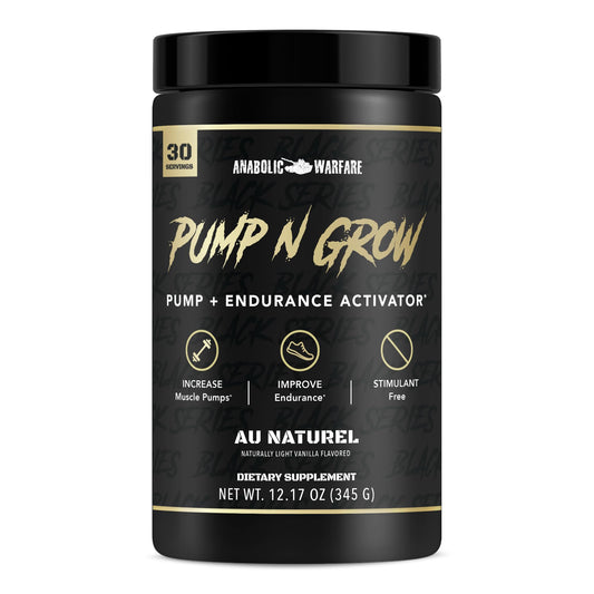 Anabolic Warfare Pump-N-Grow Muscle Pump Supplement Caffeine Free Pre Workout with L-Citrulline, L-Arginine, Beta-Alanine (Au Naturel - 30 Servings)